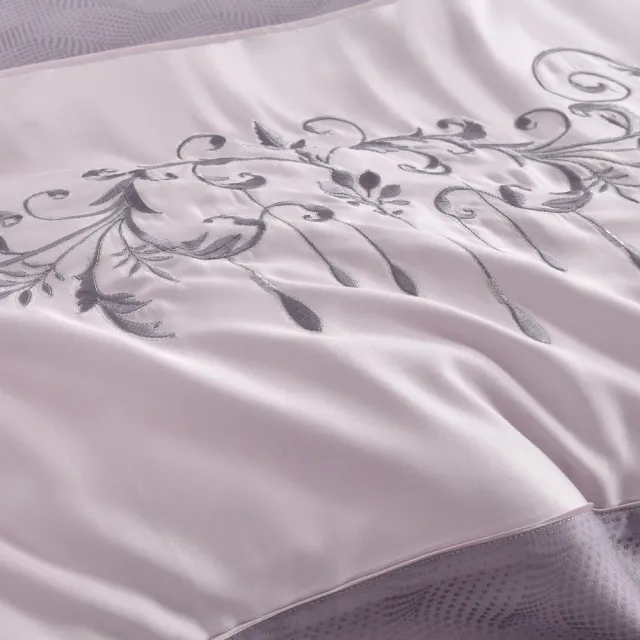 【織眠家族】40支刺繡萊賽爾四件式兩用被床包組 典藏緹花-紫(加大)