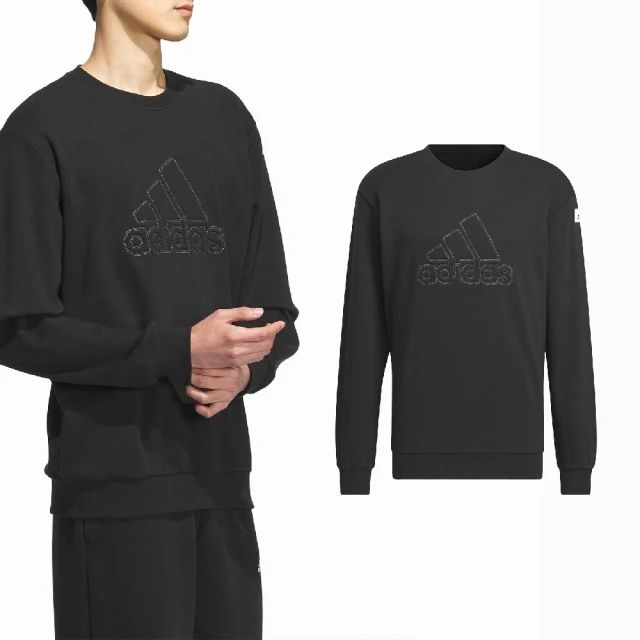 adidas 愛迪達 大學T Sports Sweatshirts 黑 男款 長袖 上衣 縫線 愛迪達(IK2794)