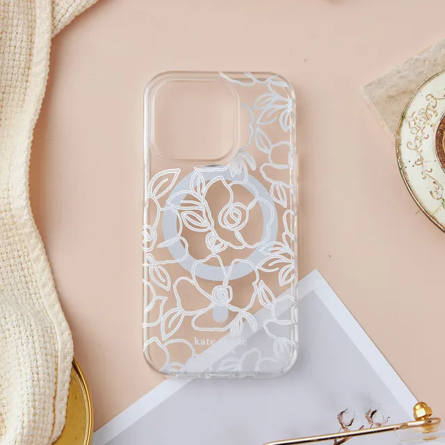 【KATE SPADE】iPhone 15 Pro MagSafe 精品手機殼 銀絲炫彩(磁吸)