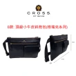 【CROSS】台灣總經銷 限量1折 頂級小牛皮皮革斜背包 全新專櫃展示品(黑色 送編織紋22卡長夾咖啡色)