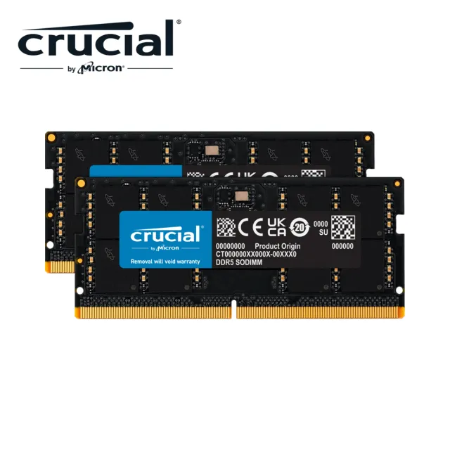 Crucial 美光】NB-DDR5 5600/96G雙通筆記型RAM(48G*2/內建PMIC電源管理