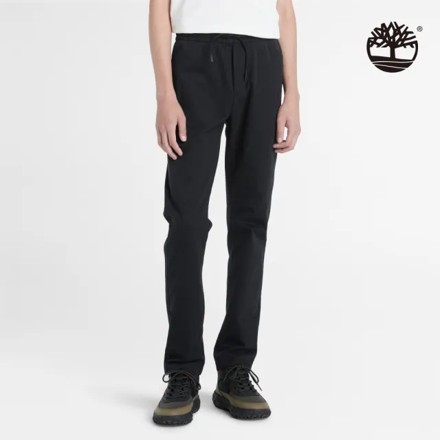 【Timberland】男款黑色抽繩有機棉彈性慢跑褲(A2A49001)
