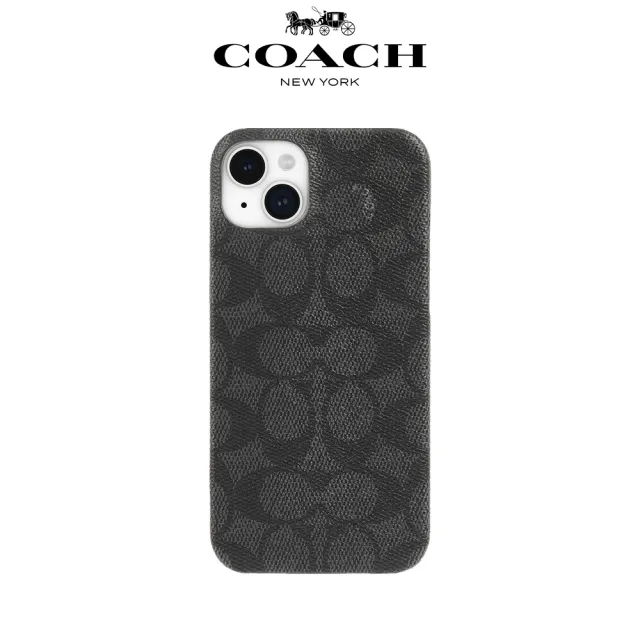 【COACH】iPhone 15 Plus 手機殼 黑色經典大C