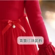 【橘魔法】女童 酒紅毛絨長袖洋裝 連身洋裝(蕾絲毛領可拆 連身裙 洋裝 女童  兒童 童裝 大童 保暖)