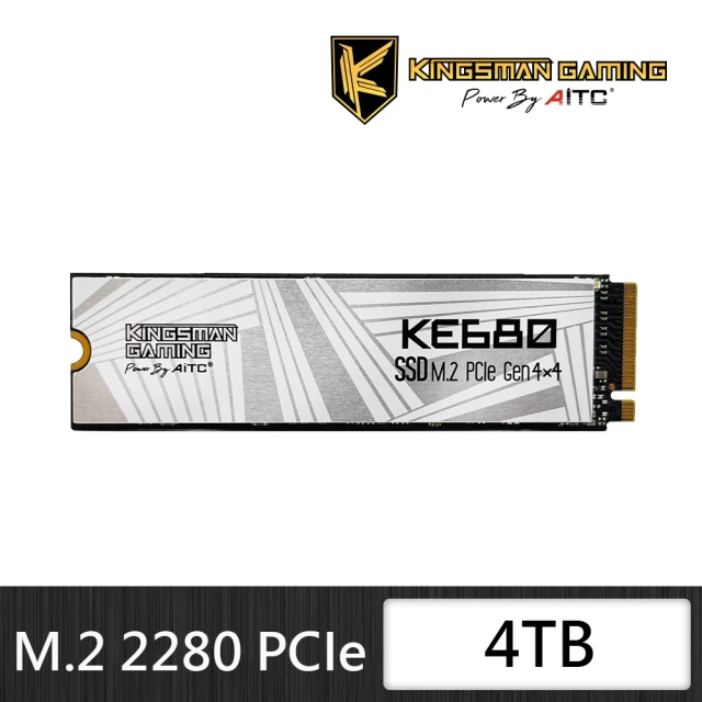 AITC 艾格AITC 艾格 KINGSMAN KE680_4TB NVMe M.2 2280 PCIe Gen 4x4 SSD 固態硬碟(讀：7400M/寫：6600M)
