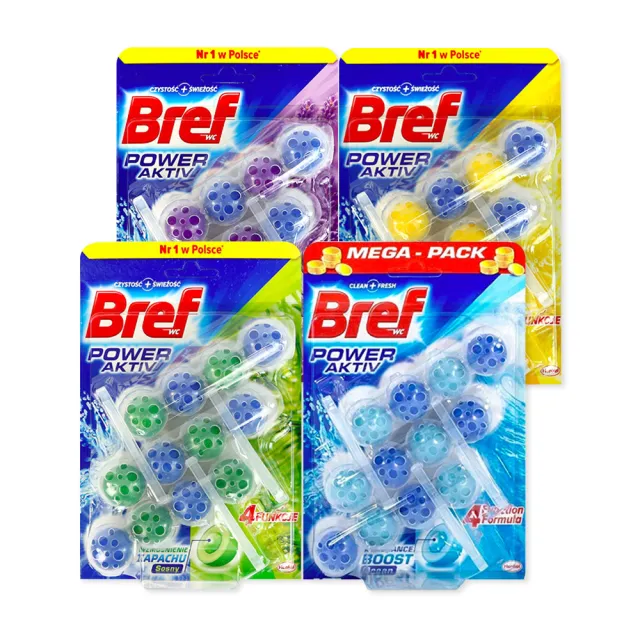 【德國 Bref】強力馬桶芳香清潔球-3入*3組平輸品-海洋/檸檬/薰衣草/松木香(贈-懸掛除濕袋2包)