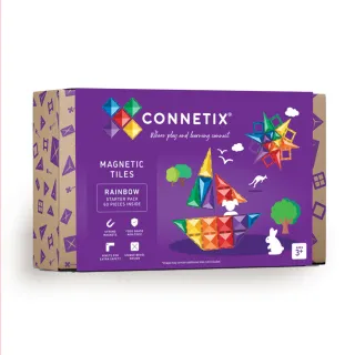 【Connetix】彩虹磁力積木-初階基礎組60pc(磁力片)