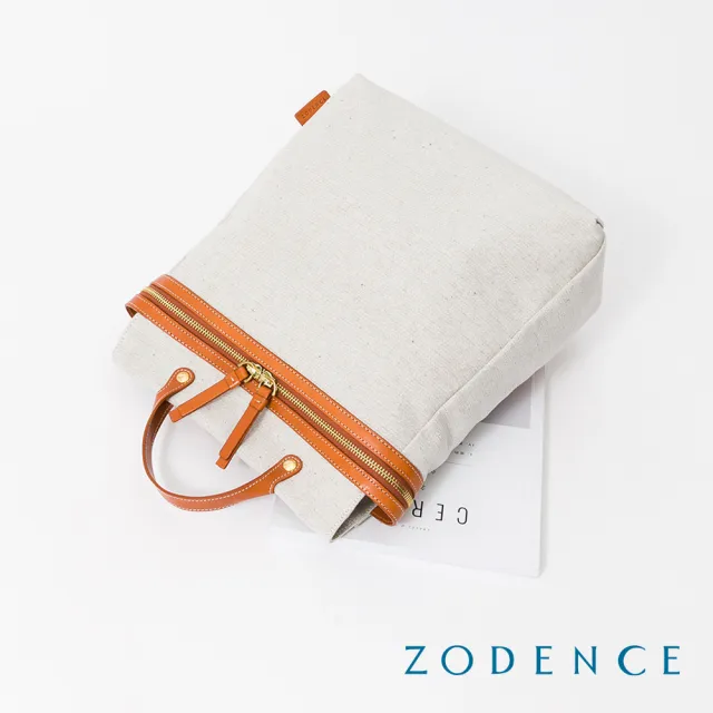 【ZODENCE 佐登司】德國帆布桶型拉鍊後背包(貴族白)