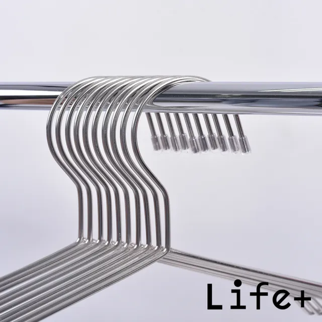 【Life+】實心不鏽鋼耐重防滑無痕衣架42cm_加粗防脫落款30入組(曬衣架 衣架 吊衣架 掛衣架)