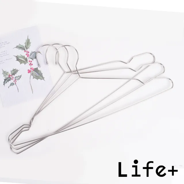 【Life+】實心不鏽鋼耐重防滑無痕衣架42cm_加粗防脫落款30入組(曬衣架 衣架 吊衣架 掛衣架)