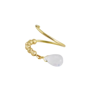 【Olivia Yao Jewellery】每日百搭款 925純銀月光石雙層耳環-左耳(Swirl Collectiom)