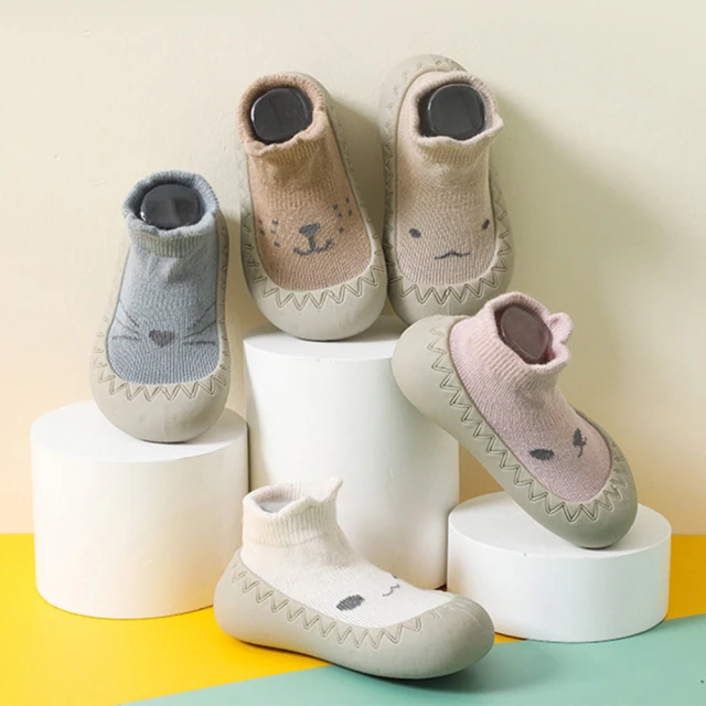 OSOMESHOES 奧森 可愛動物臉臉學步鞋襪-2雙組 室內襪套鞋 嬰兒鞋 寶寶鞋 防滑膠底 童鞋(G3145 奧森)