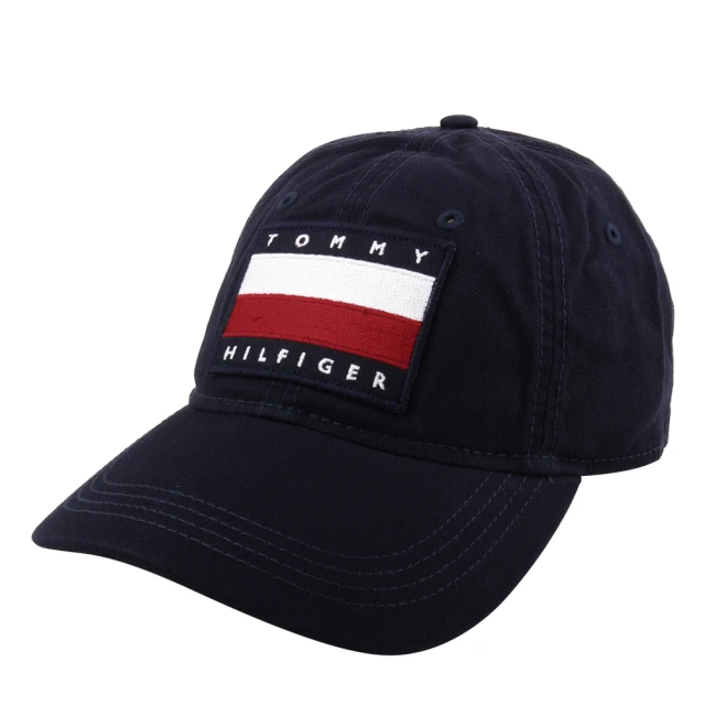 Tommy Hilfiger 紅白繡線大旗標標誌棒球帽(海軍藍)