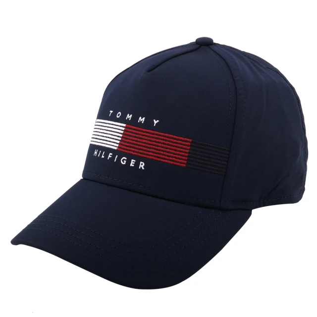 Tommy Hilfiger 線條繡線字母LOGO女款棒球帽(深藍)