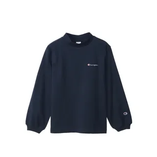 【Champion】官方直營-素色純棉立領長T-女(深藍色)