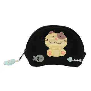 【KIRO 貓】日本卡拉貓 拼布毛巾繡 大容量筆袋/化妝包(500010)