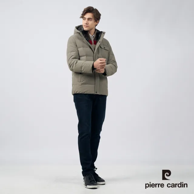 【pierre cardin 皮爾卡登】男款 都會休閒連帽羽絨夾克外套-淺棕色(5235773-85)