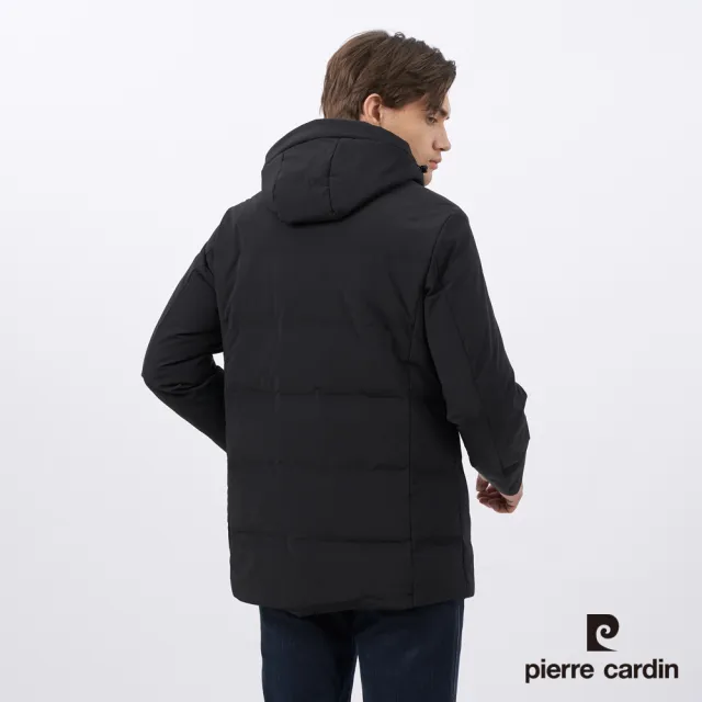 【pierre cardin 皮爾卡登】男款 都會休閒連帽羽絨夾克外套-黑色(5235774-99)