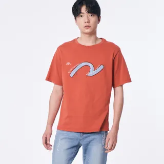 【5th STREET】男裝 短袖 短t 上衣 t恤 TEE 牛仔 LOGO 印花 橘色(570970)