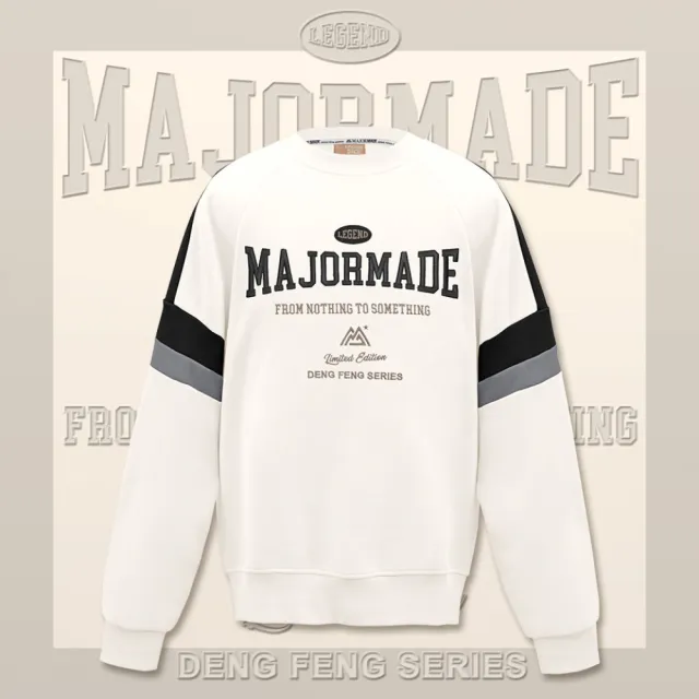 【MAJOR MADE】雙色袖拼接品牌大學TEE(長袖大學T 拼接 刺繡 內刷毛)