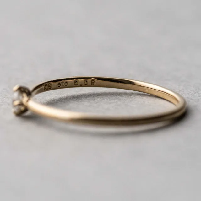 【ete】K18 經典單鑽爪鑲鑽石戒指-0.06ct(金色 玫瑰金色)