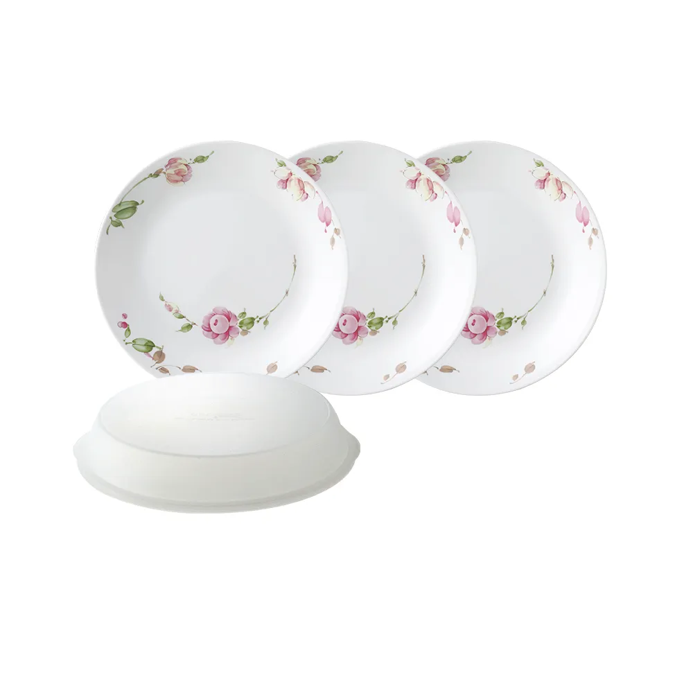 【CorelleBrands 康寧餐具】田園玫瑰4件式餐盤組(D09)
