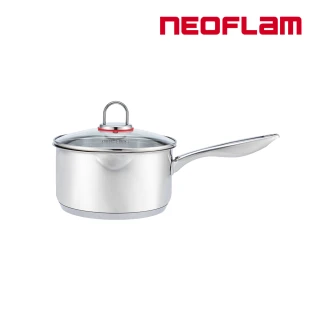 【NEOFLAM】Inox系列18cm不鏽鋼單柄湯鍋+玻璃蓋(食品級SUS304不鏽鋼)