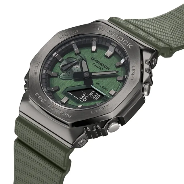 【CASIO 卡西歐】G-SHOCK  時尚金屬八角雙顯腕錶 送禮推薦 禮物(GM-2100B-3A)