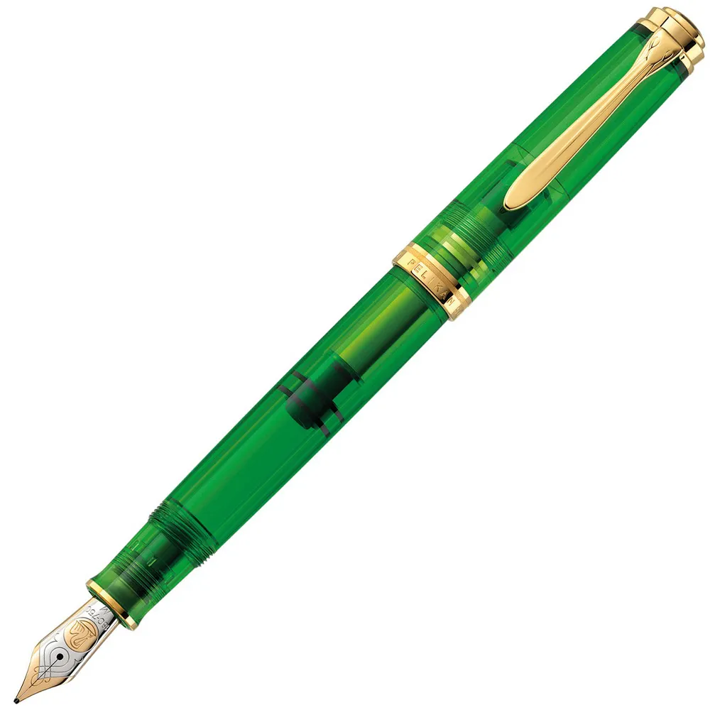 【Pelikan】百利金 M800 18K 2023限量復刻 綠色透明示範鋼筆(送原廠4001大瓶裝墨水&手提袋)