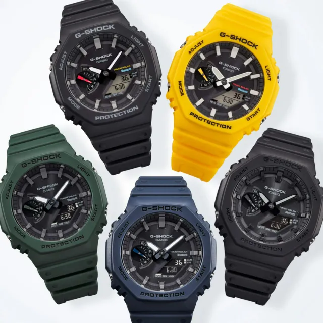 【CASIO 卡西歐】G-SHOCK 農家橡樹 藍牙連線 太陽能八角雙顯腕錶 禮物推薦 畢業禮物(GA-B2100-1A1)