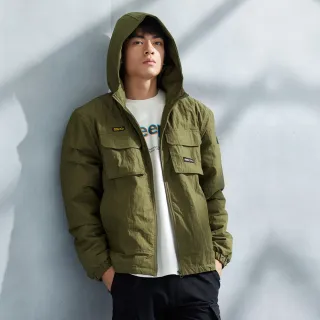 【JEEP】男裝 工裝多口袋時尚連帽外套(軍綠)