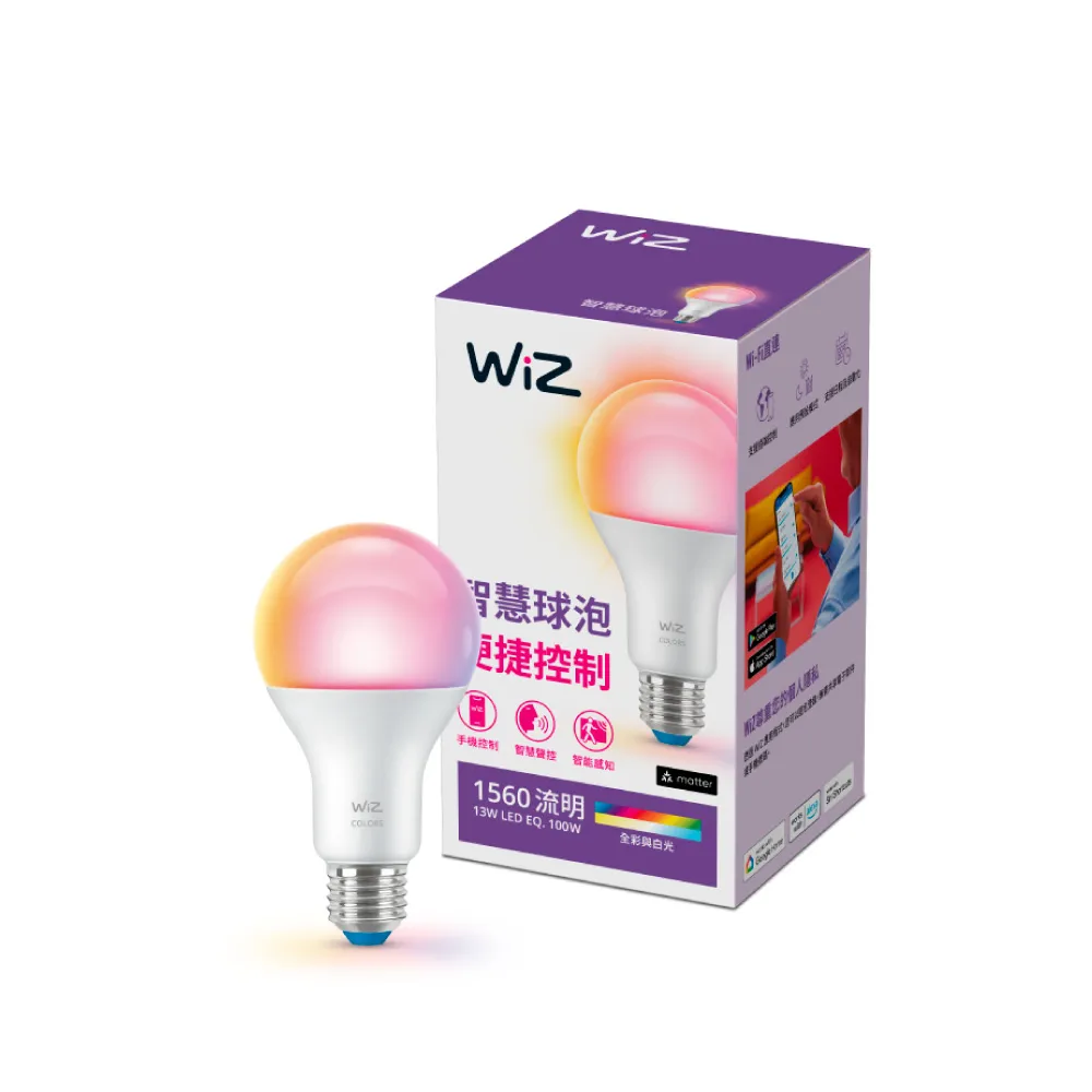 【Philips 飛利浦】WiZ 13W LED全彩燈泡(PW019)