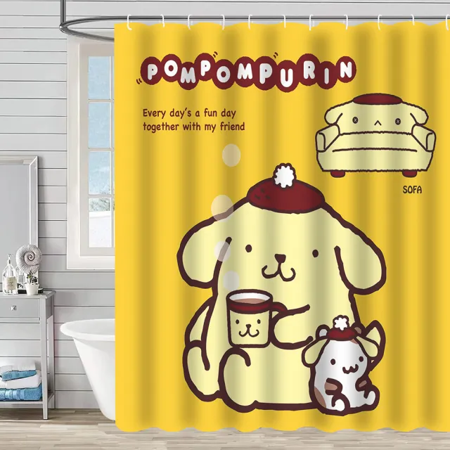 【三房兩廳】日本三麗鷗防水加厚浴簾/正版授權(hello kitty/美樂蒂/布丁狗/凱蒂貓)