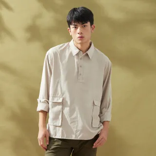 【JEEP】男裝 立體口袋開襟口袋POLO衫(米色)