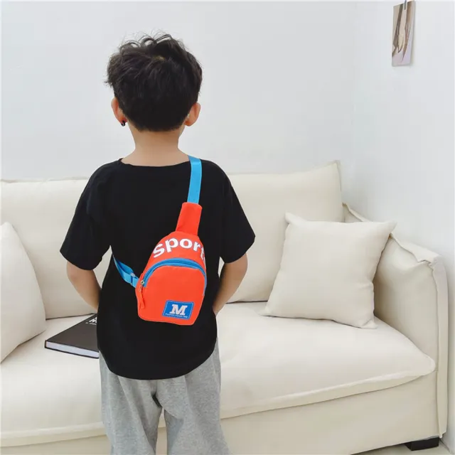 【Arbea】兒童胸包韓版M字母印花童包幼稚園可印寶寶出遊包(小包款)