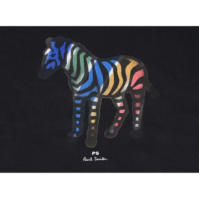 【Paul Smith】PAUL SMITH標誌LOGO有機棉彩色斑馬徽章圓領長袖T恤(男款/黑)