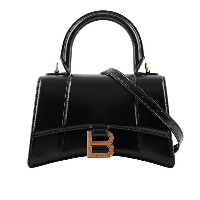 【Balenciaga 巴黎世家】Hourglass 光滑牛皮二用沙漏包_XS(黑色)