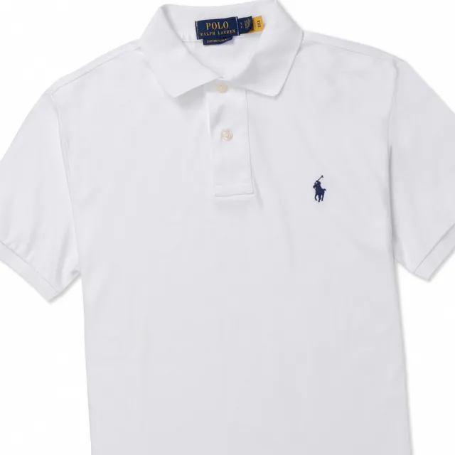 【RALPH LAUREN】RL POLO 經典刺繡小馬透氣短袖POLO衫 上衣-白色(PIMA棉/CUSTOM SLIM FIT/平輸品)