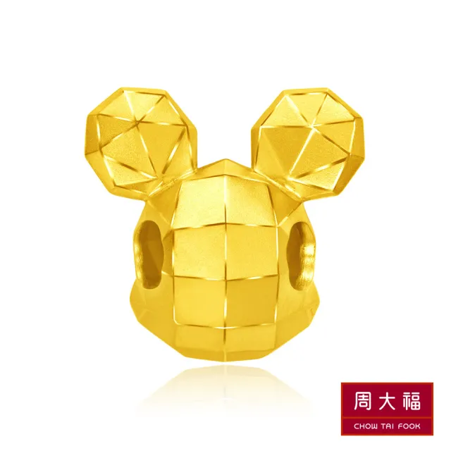 【周大福】迪士尼經典系列 幾何米奇18K黃金手環(附咖啡繩可調整)