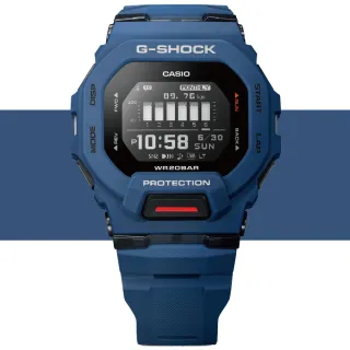 【CASIO 卡西歐】G-SHOCK 藍牙連線 方形電子運動腕錶 母親節 禮物(GBD-200-2)