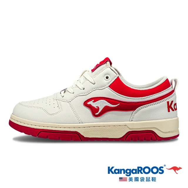 KangaROOS 男鞋 GLIDE 低筒復古籃球鞋 吸濕透氣 運動休閒(白/紅-KM32072)