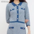 【JESSICA】法式優雅精緻修身翻領針織洋裝J30430（藍）