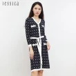 【JESSICA】優雅小香風菱格紋V領針織洋裝J30432