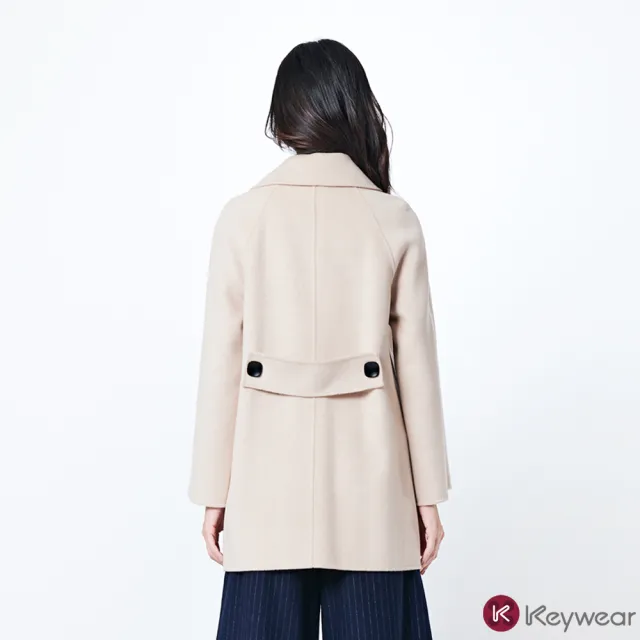 【KeyWear 奇威名品】羊絨混紡法式中長大衣(共3色)