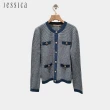 【JESSICA】法式優雅精緻小香風針織開衫外套J30429（藍）