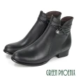 【GREEN PHOENIX 波兒德】女靴 短靴 馬靴 全真皮 低跟 鑽飾 台灣製(咖啡、黑色)