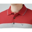 【Emilio Valentino 范倫鐵諾】蓄熱保暖棉質磨毛定位條紋長袖POLO衫 紅(66-3V7181)