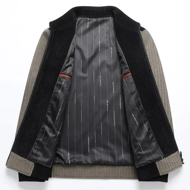 【米蘭精品】雪尼爾外套休閒夾克(加厚針織保暖修身男外套2色74hi16)
