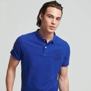 【Superdry】男裝 短袖POLO衫 VTG SUPERSTATE POLO(藍)