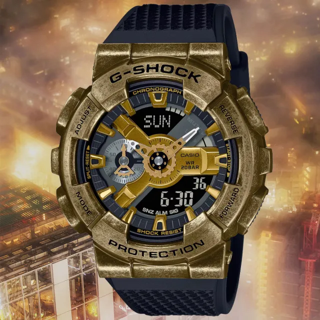 CASIO 卡西歐】G-SHOCK 汽龐克銅色質感復古科幻雙顯腕錶新年禮物(GM